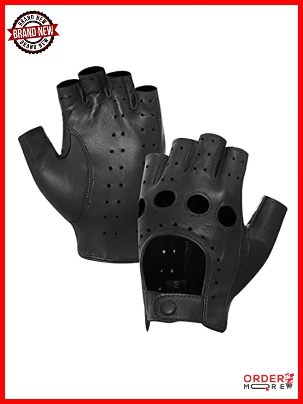Women Fingerless Lambskin Unlined Leather Driving Gloves